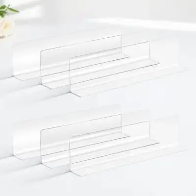 

20pcs L Shape Shelf Dividers Clear Transparent Plastic Organizers For Store Supermarket Cabinet Bread Storage