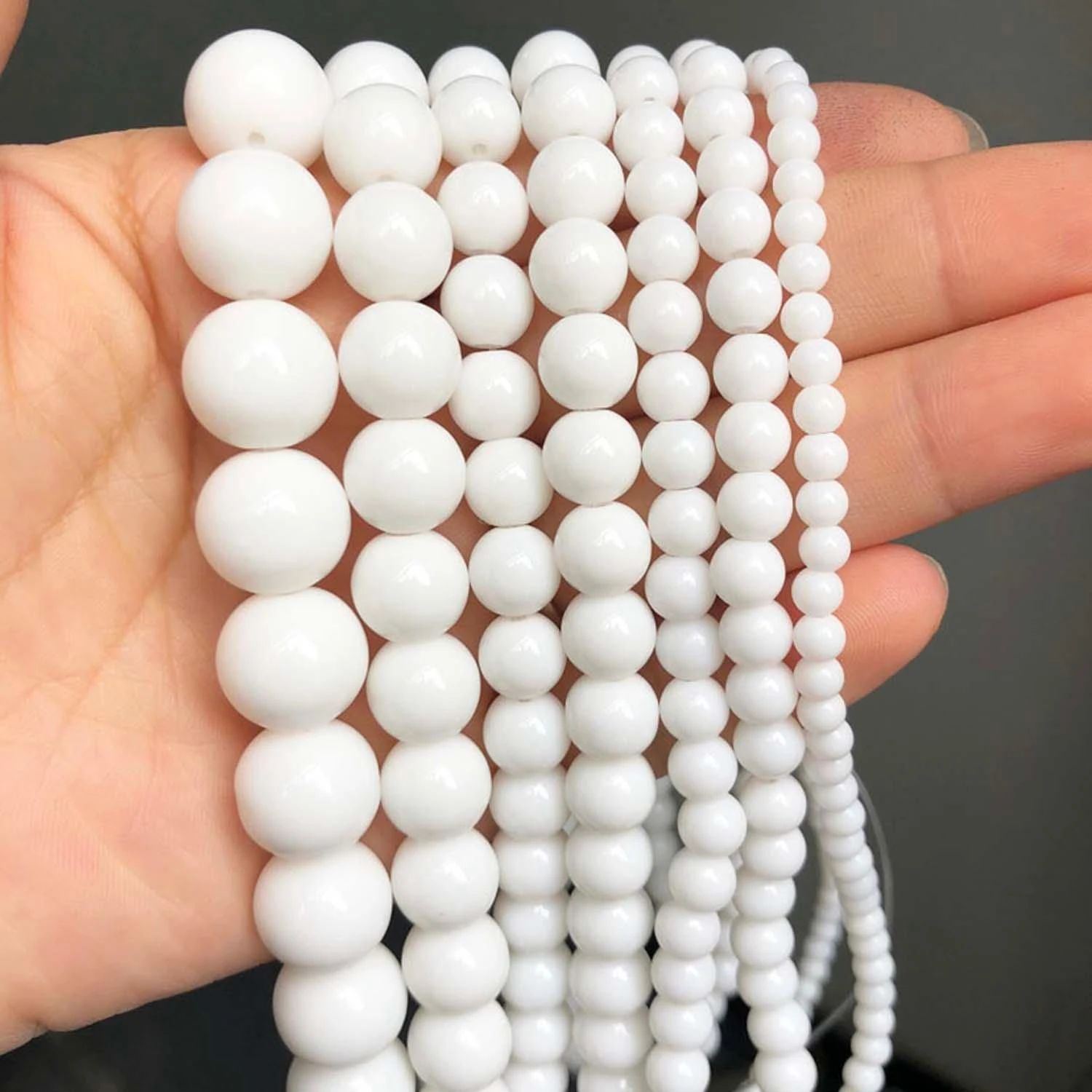 4/6/8/10mm Stone White Chalcedony Beads DIY Bracelet Necklace Jewelry Accessory For Jewelry Making DIY Round Loose Spacer Beads