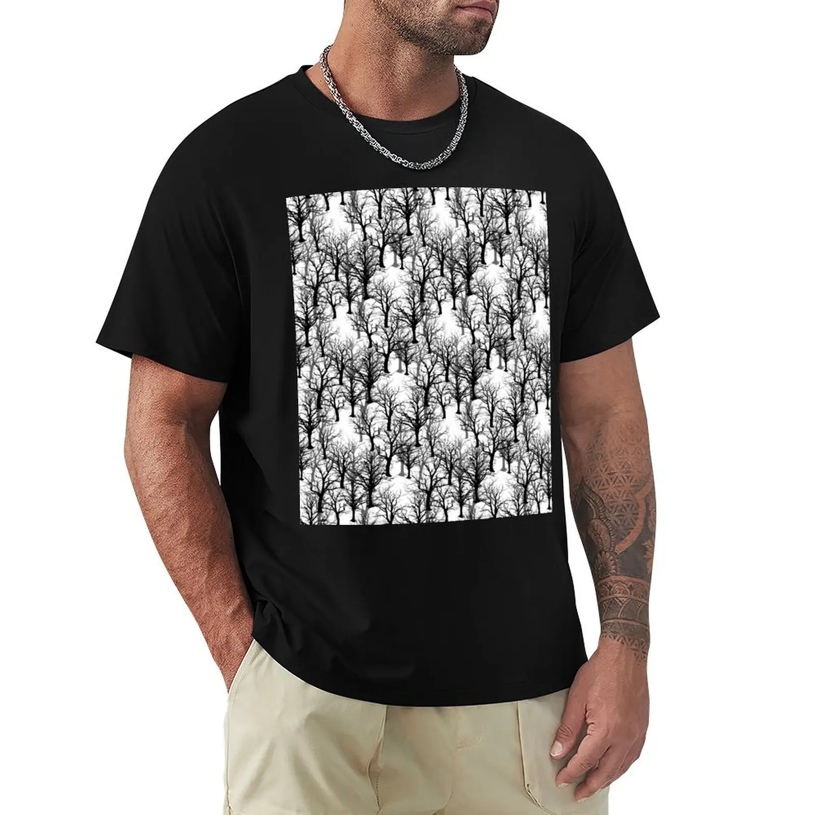 

Black Trees - Twin Peaks Inspired T-Shirt Mechanic Work Tee Shirt