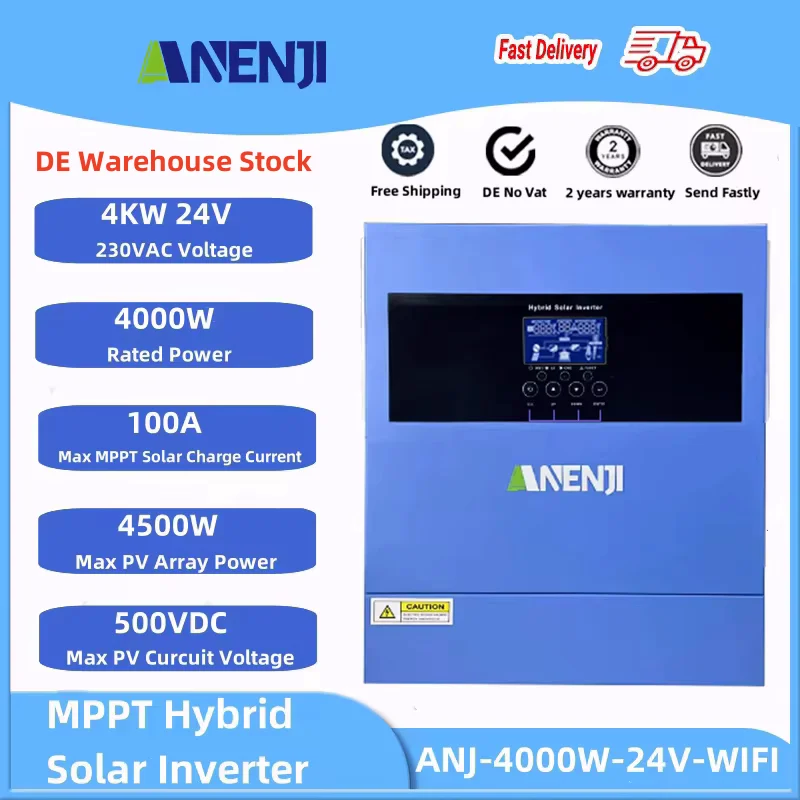 4KW 6.2KW Hybrid Solar Inverters 24V 48V 230V Pure Sine Wave Off Grid MPPT 100A/120A Solar Charge Controller For Solar Panels