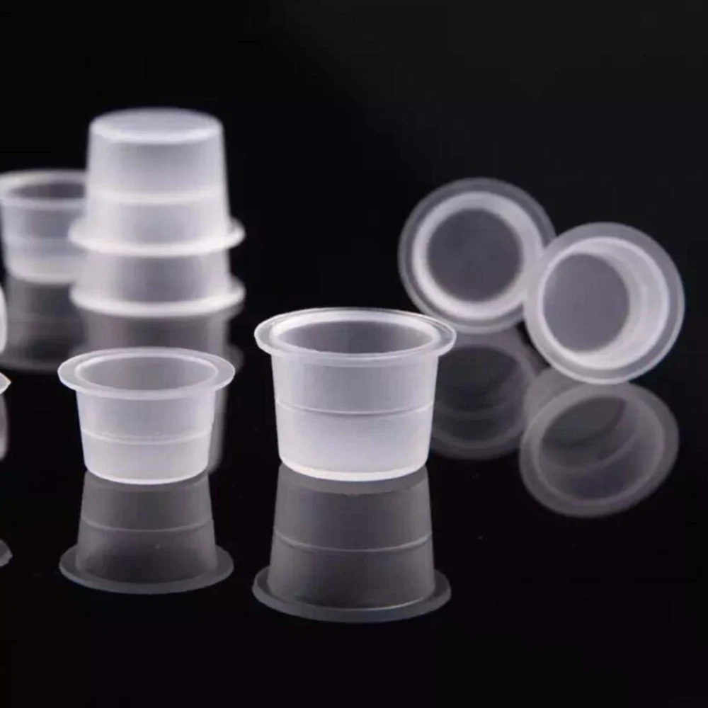 CJMIO 100/1000pcs Disposable Microblading Tattoo Ink Cups S M L Plastic Permanent Makeup Pigment Clear Holder Container Cap