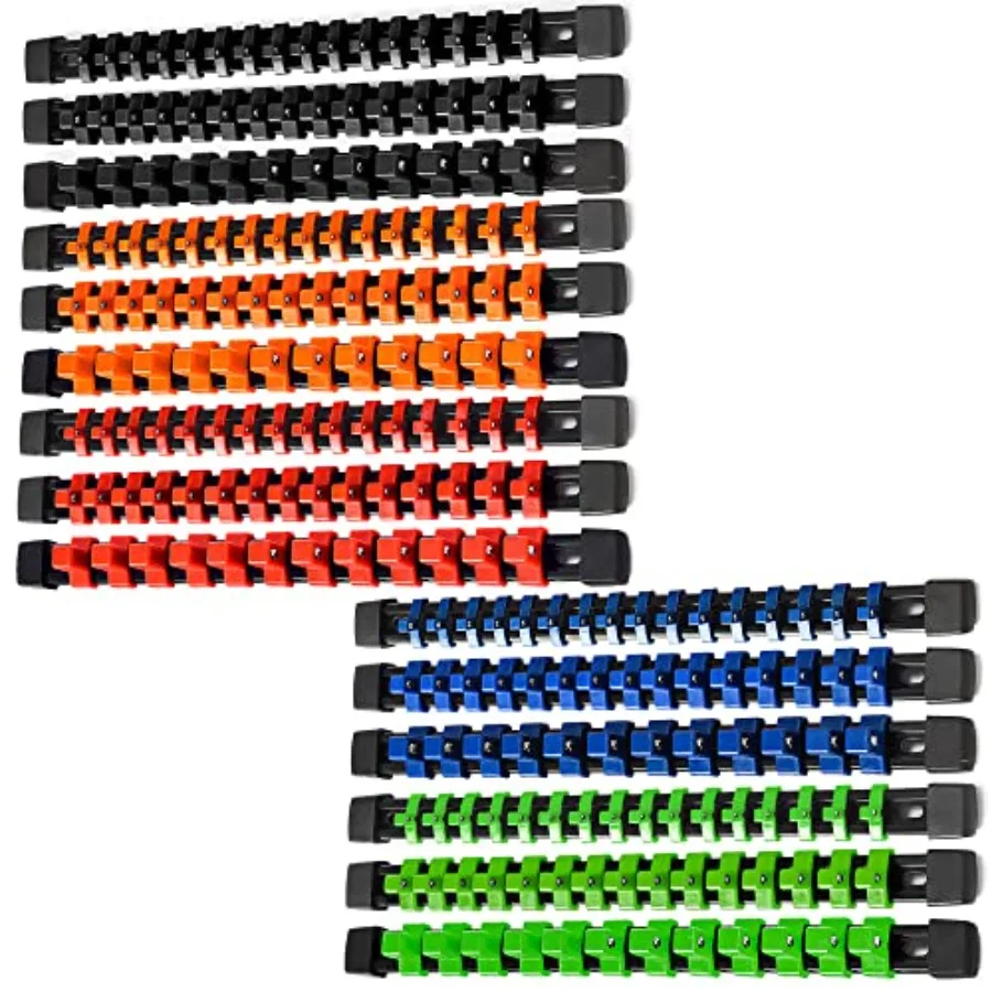 

Набор из 15 органайзеров для торцевых головок из АБС-пластика, подходят для приводов 1/2, 3/8 и 1/4 дюйма, сверхпрочные держатели для головок, вмещают до 215 головок.