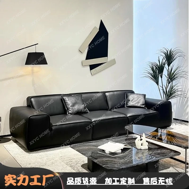 

Современный кожаный диван-софа LXia Hei Big Black Bull Straight Row для гостиной