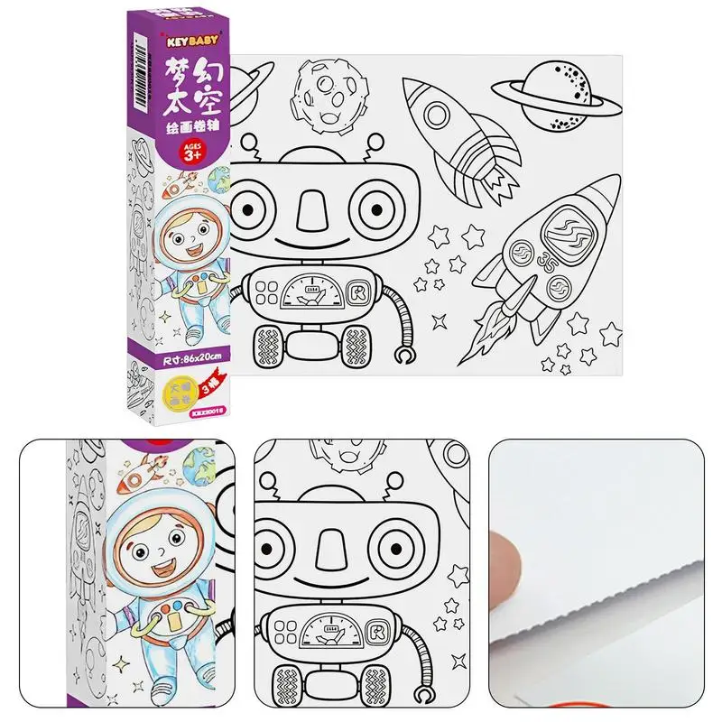 Rotolo da colorare Sticky Toddler Drawing Paper Roll Toddler pittura fai da te Wall Coloring Paper Stickers Poster da colorare per bambini Early