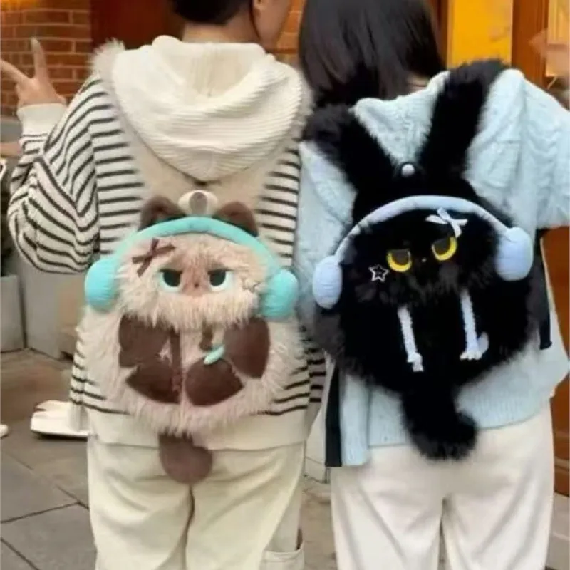 

Cute Cat Backpack Girls Plush Doll Large Capacity Student School Bag Women Anime JK Couple Lightweight Daypack Birthday Gift New