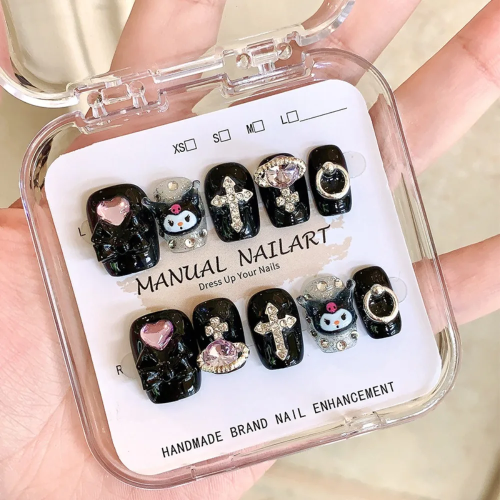 Sanrio Kawaii Kuromi Y2k Handmade Manicure Patch Collection FakeNails Detachable Finished Nail LengthShort Schoolgirl Gift