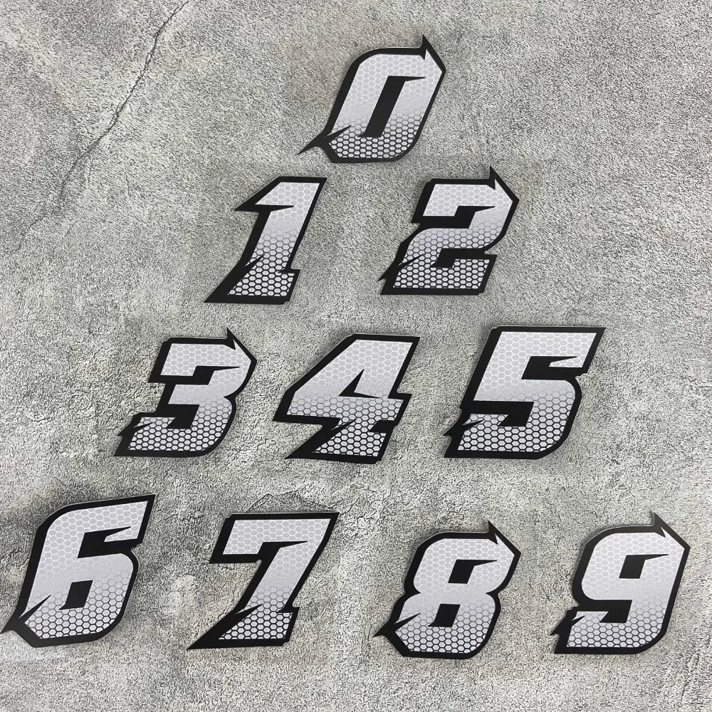 1PC 0123456789 Funny Honeycomb Style Number Motorcycle Stickers Motorbike Fuel Tank Side Panels Scooter Helmet DIY Vinyl Decals image 5