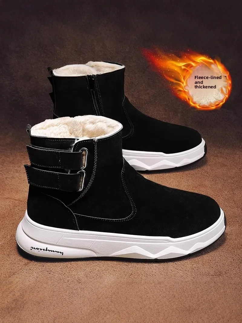 Men's Winter Snow Boots Ultra Warm Thickened Fleece Lined Bread Style Cotton Boots Waterproof Cold Resistant Northeast Big Co...