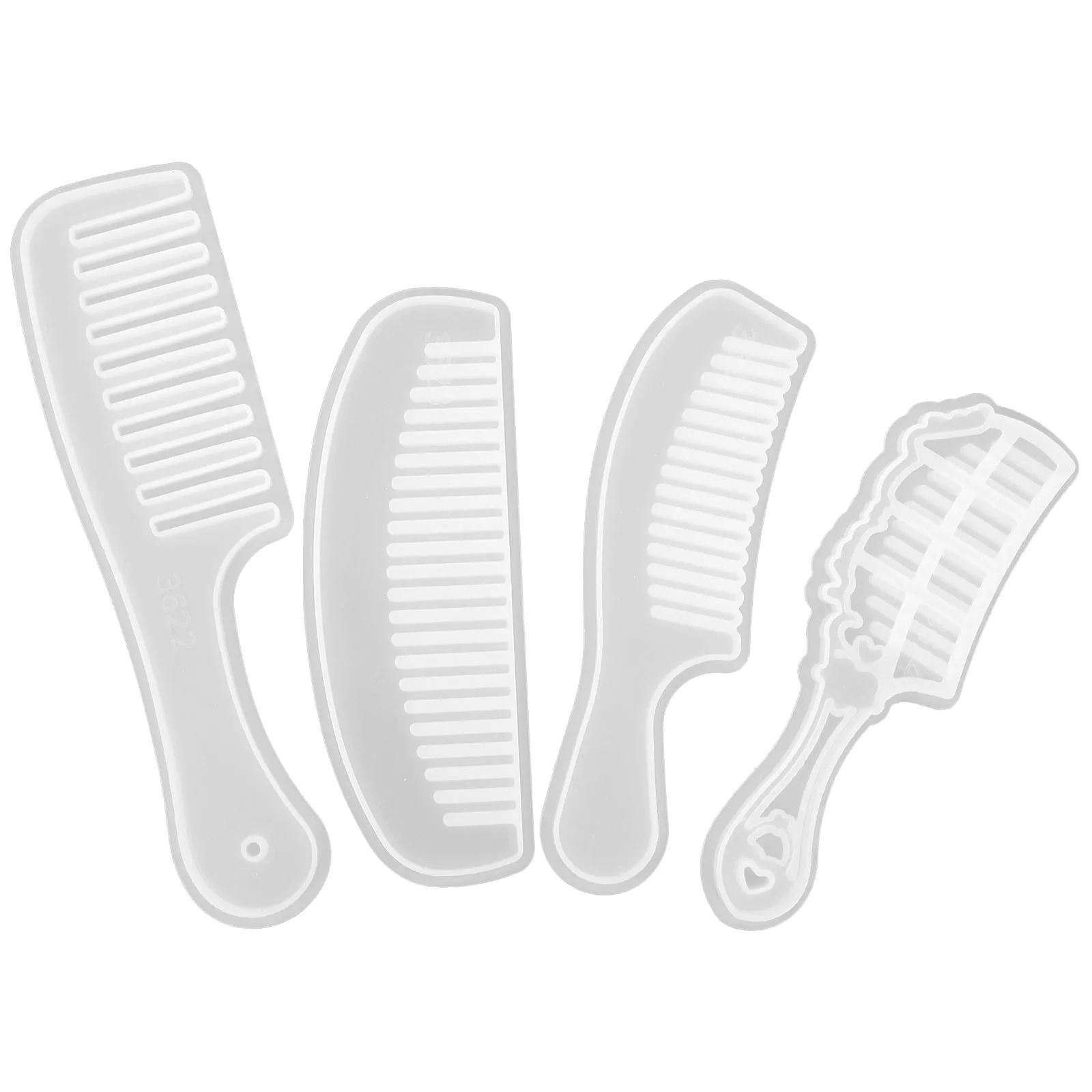 4 pcs Crystal Resin Comb Molds Silicone Casting Molds For Diy Hair Comb Making Smooth Edges Reusable Craft Mold Tools