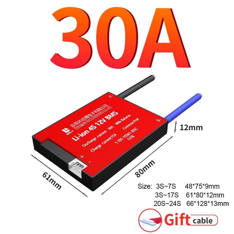DALY 3S 12V Li-ion BMS 3S 11.1V 15A 20A 30A 40A 50A 60A 80A 100A