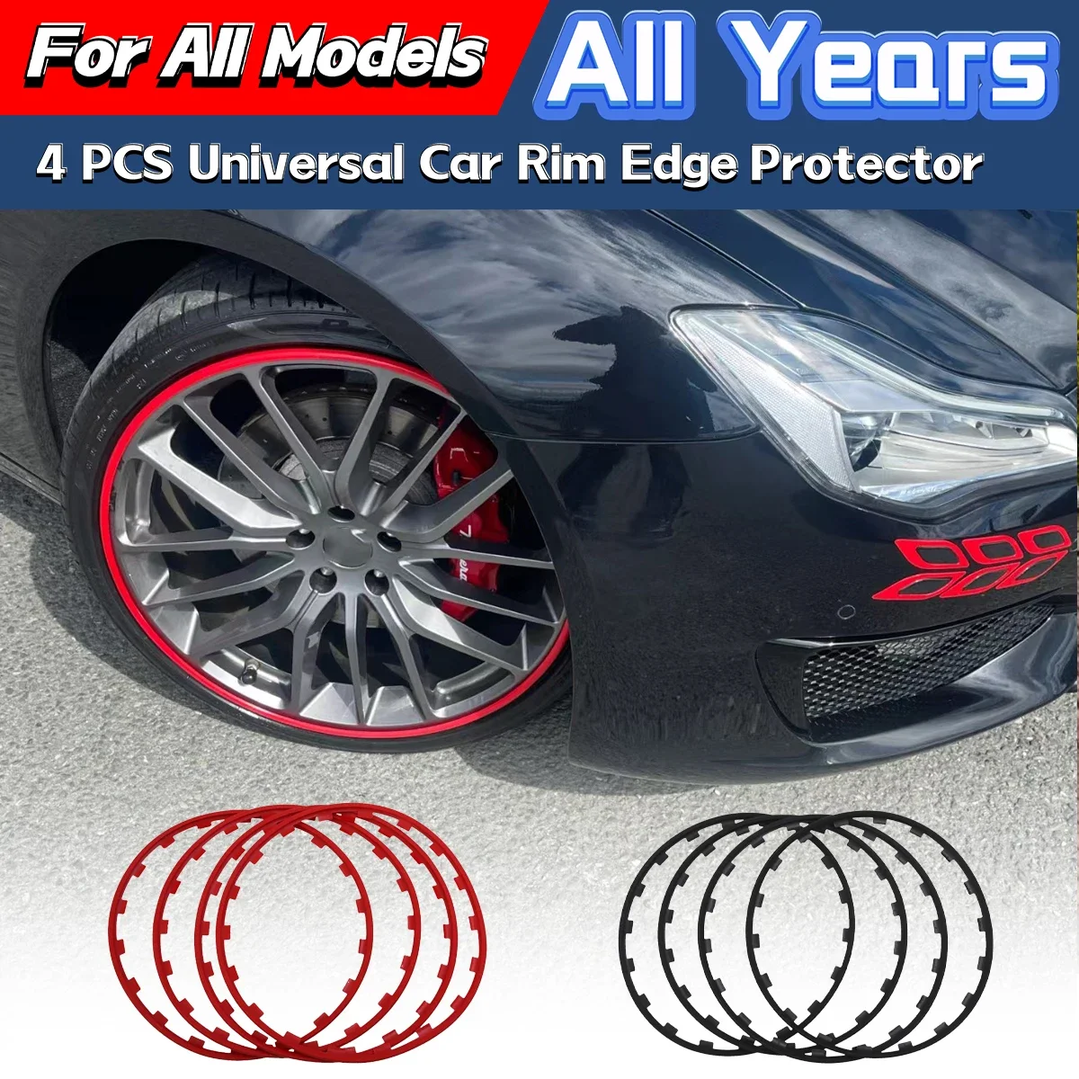 For BMW Volkswagen Mercedes Toyota Honda Nissan Ford All Year General 4 Pcs Car Rim Edge Protector for Model S/3/X/Y 2017-2025