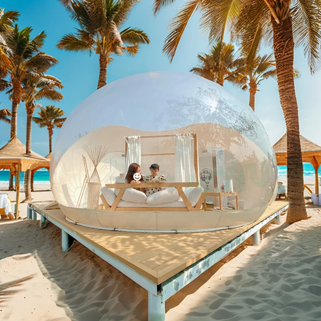 

AOYU Camping Inflatable Bouncy Heated Inflatable Bubble Tent With 1 Tunnel House With Blower Igloo Balloon Dome Waterproof