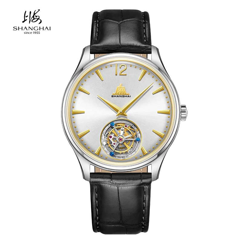 Shanghai Watch Tribute Series 18K Gold Tourbillon 41mm Manual-Winding Mechanical Wristwatch Waterproof Sapphire Watches S5010
