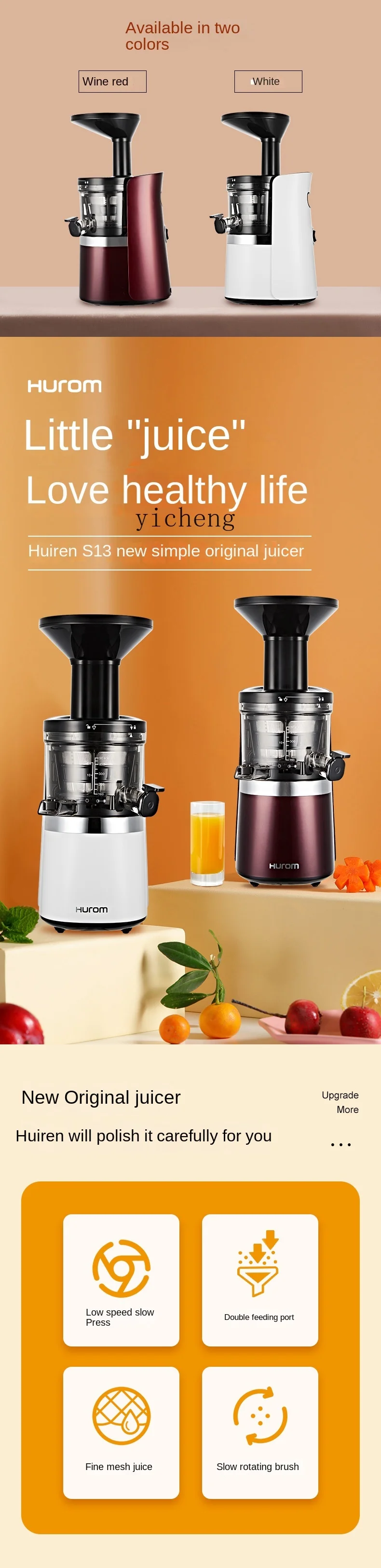 Extrator de Suco Original cc28Juicer para Uso Doméstico com Separação de Resíduos