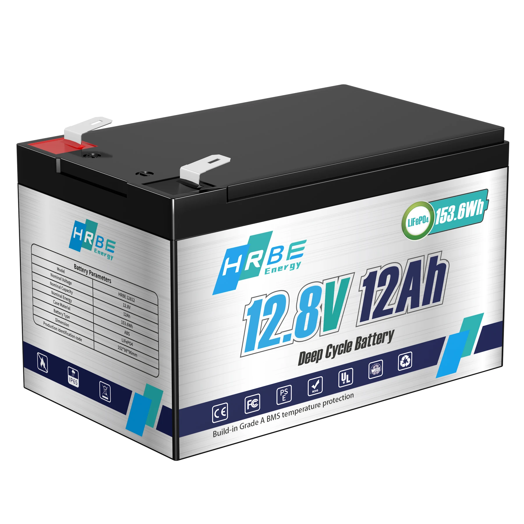 HRBE 12V 12Ah LiFePO4 Battery Lithium Iron Phosphate 4000+ Deep Cycles built-in BMS Protection for For Kid\'s Car Scooter EV Toy