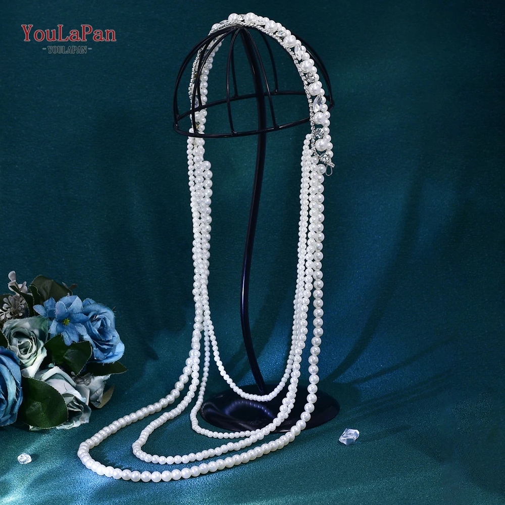 

YouLaPan Long Pearl Chain Headband Bridal Headwear Woman Pearl Tassels Jewelry Hair Accessories Party Hair Decoration HP719