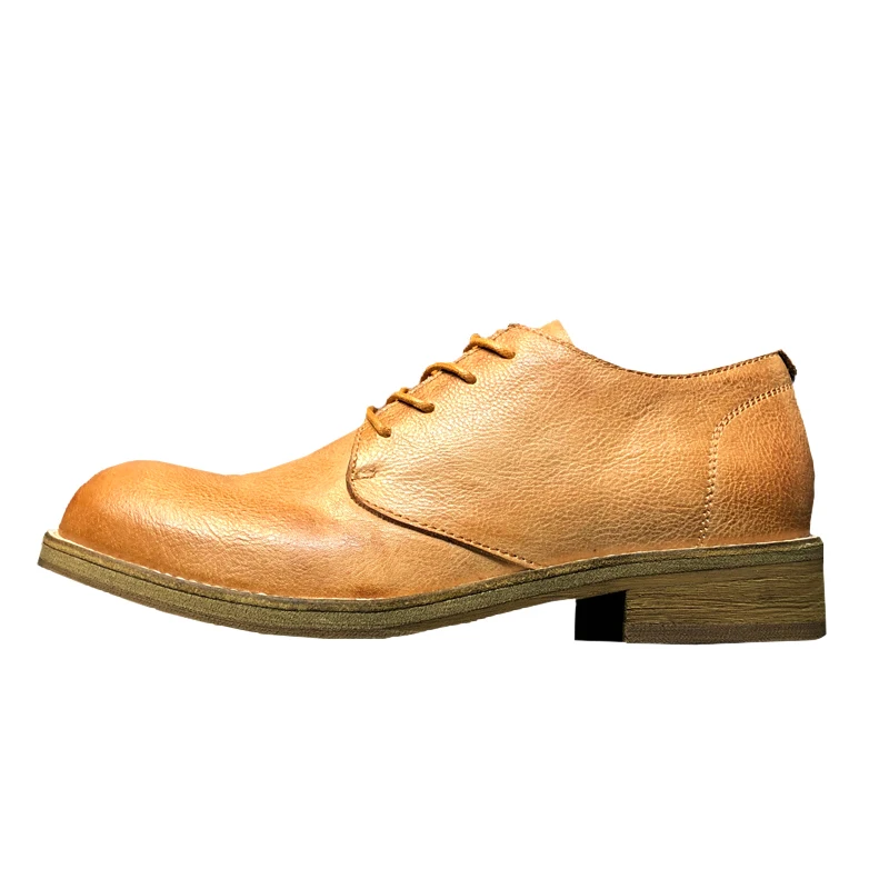 

Handmade Casual Genuine Leather Wedding Shoes Men's Derby Lace Up Fashion Dress Business Leather Shoes Male Oxfords Brown
