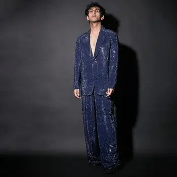 פאייטים נוצצים חליפות חתונה לגברים אופנה גברים גברים גברים אופנתיים ערכות החתן tuxedos רזה מתאים תחפושת homme