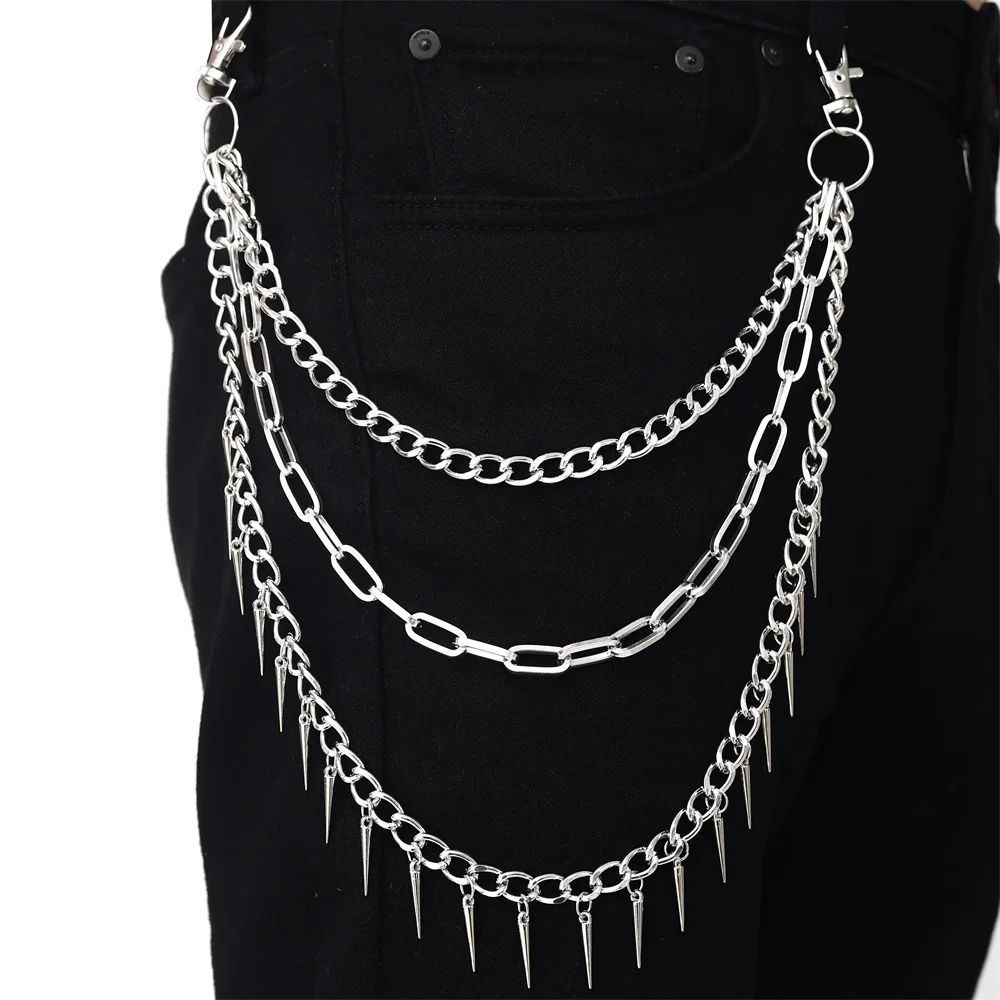 Layered Pants Chain For Men Women Spikes Pocket Trousers Chain Punk  Rock Goth Accessories