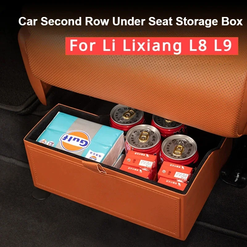 

For Li Lixiang L8 L9 2022 2023 2024 Car Second-row Under-seat Storage Box Hidden Folding Leather Storage Box in-car Storage Box