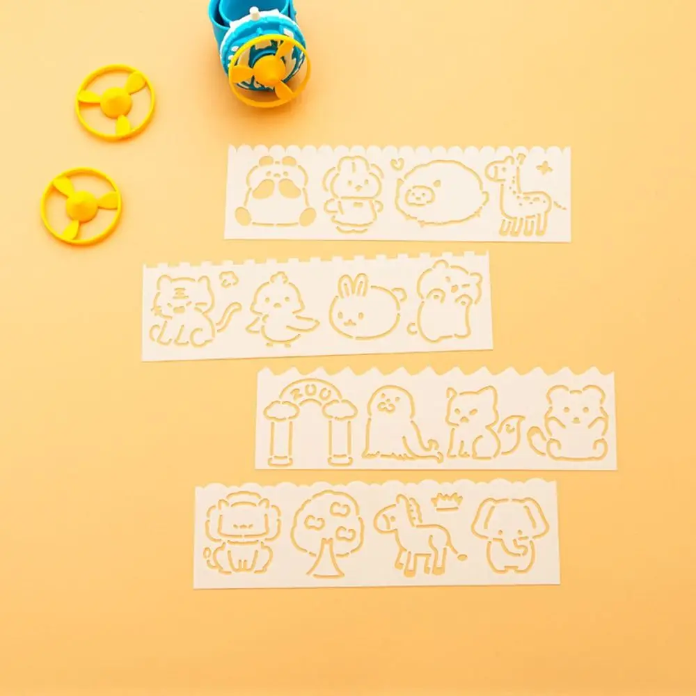 4pcs/set Copying Stencils Hollowed Drawing Templates DIY Craft Template Ruler Spray Painting Template Embossing Painting