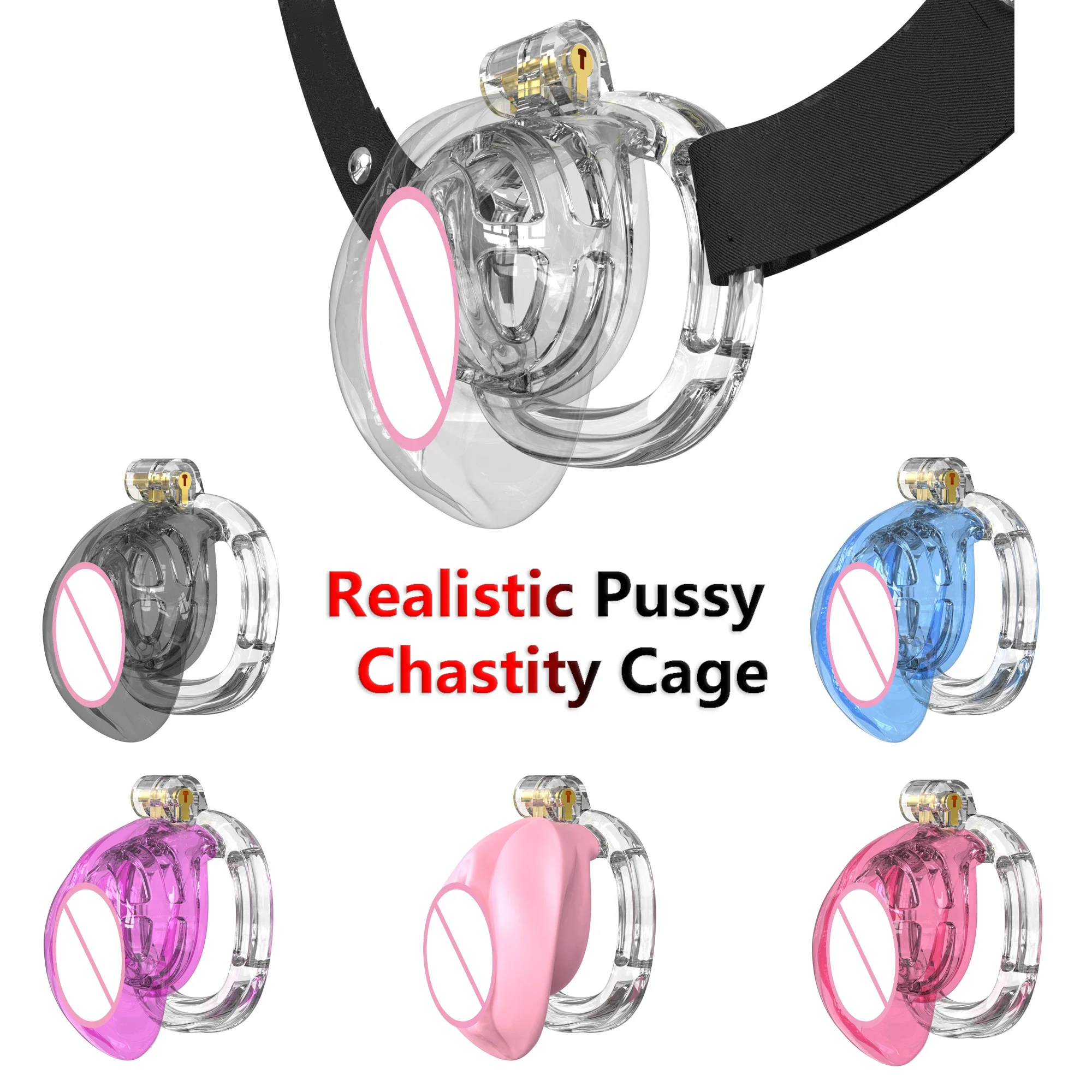 2024 ใหม่สีชมพู ABS เรซิ่น Clitoral หีชาย Chastity CAGE อุปกรณ์ 4 แหวนอวัยวะเพศชายอาจเกิดขึ้น Lockcock BDSM Sex ของเล่นสําหรับผู้ชาย Femboy 18 +