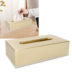 Luxury Golden Tissue Boxes Storage Napkin Holder Paper Case Organizer Ornament Craft Desktop Tissue Holder Kitchen Tissue Box
