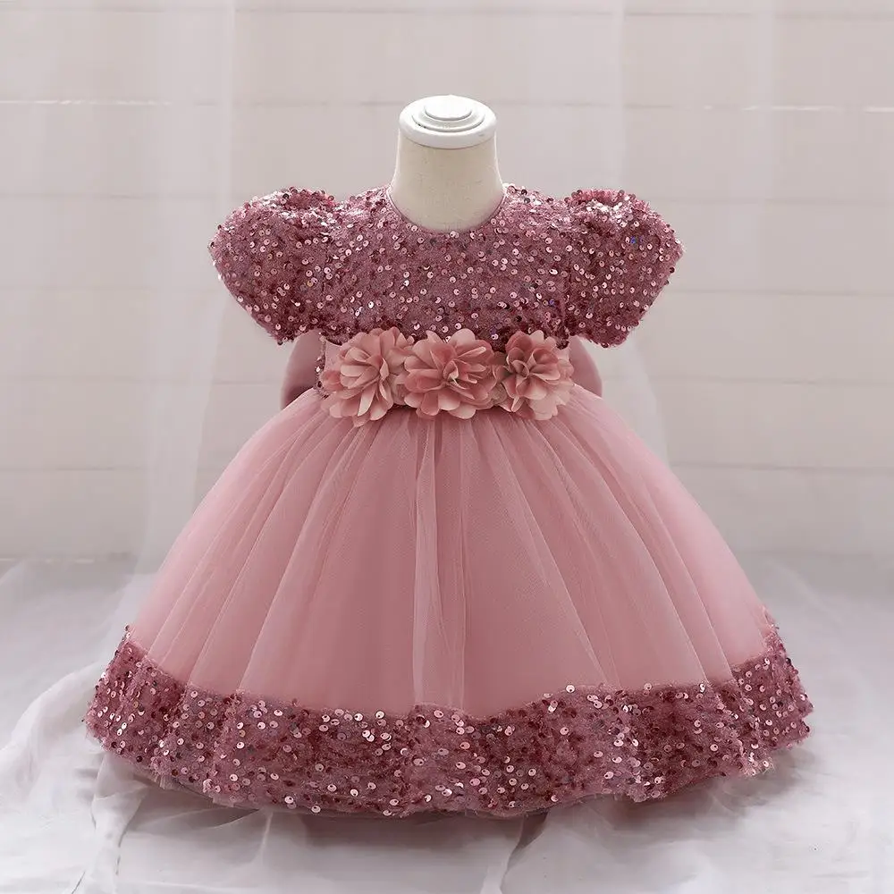 

Children Holidays Eid Party Birthday Dresses for Toddler Girl Short Evening Gowns Luxury Pageant Kids Brown Tulle Sequin Dresses