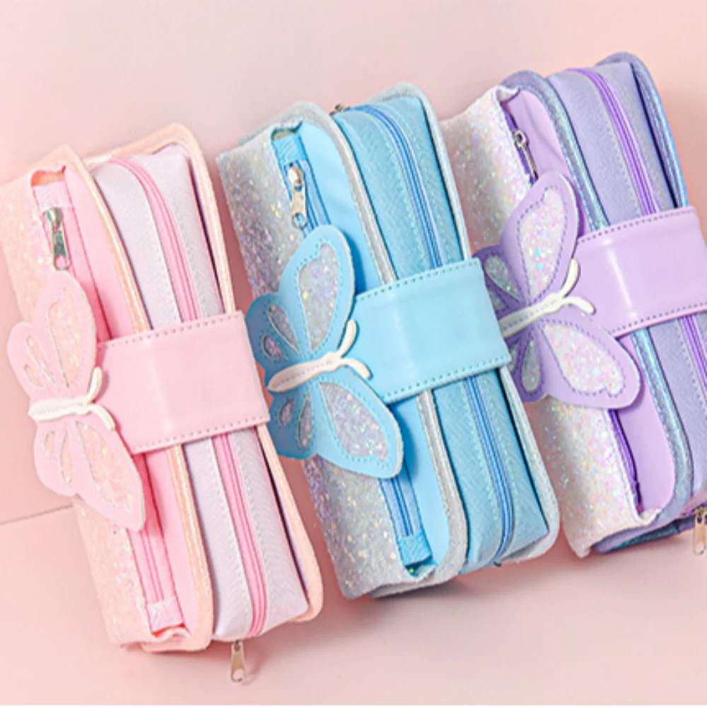 

Pencil Holder Girly Pencil Case Glitter Large Capacity Bowknot Pen Case High Quality Stationery Stationery Bag School