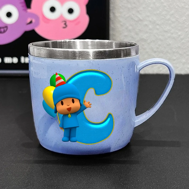 Letter A-Z Water Cup Kids Kawaii Stainless Gargle Toothbrush Cups Student Breakfast Milk Coffee Mug Home Accessories Gift New