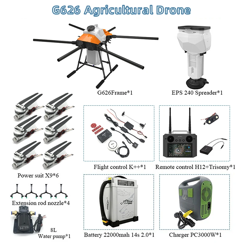 EFT G610 G616 G620 G626 G630 30L Agricultural spraying frame  with JIYI Flight Control Hobbywing Power System Frame Kit