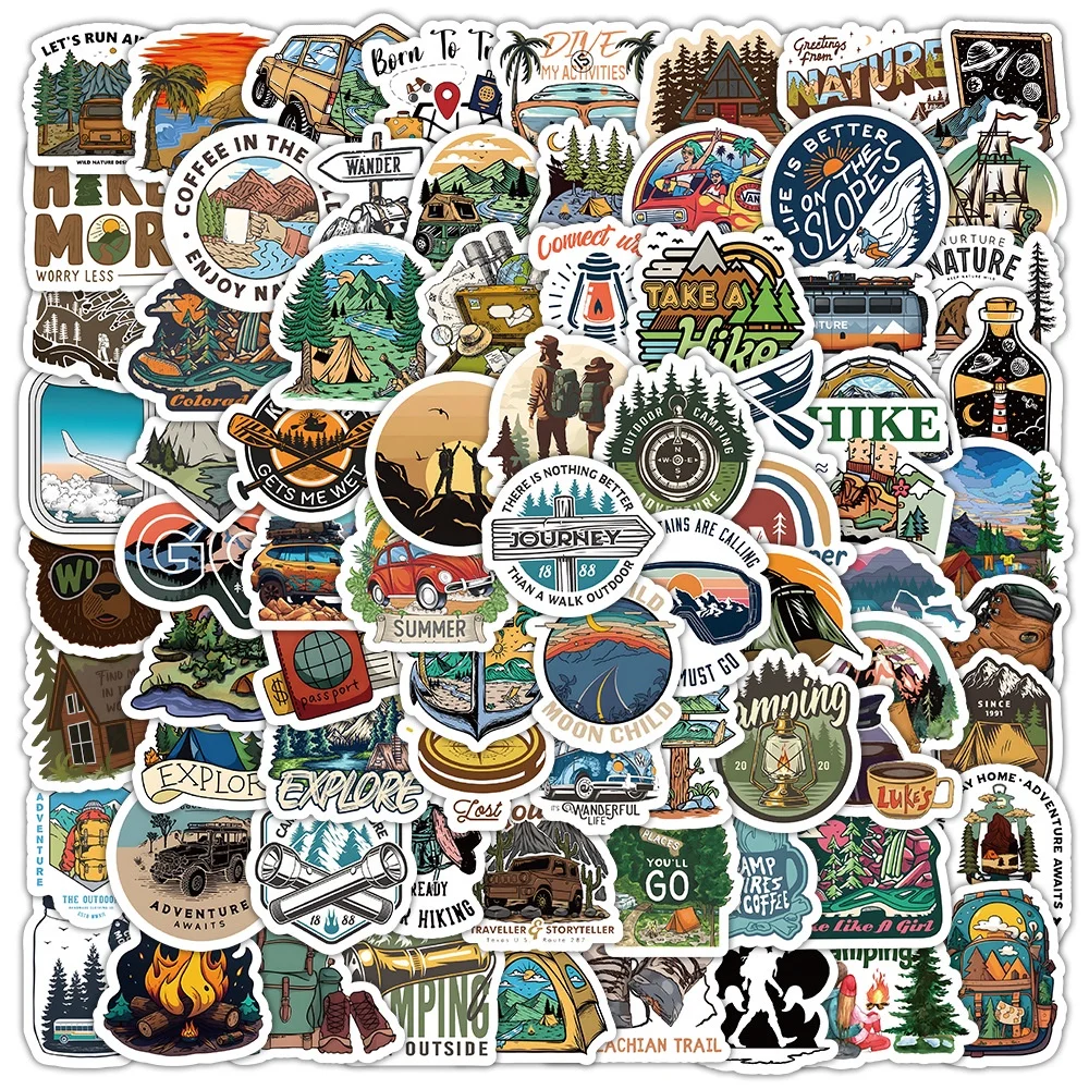 100PCS Outdoor Travel Natural Scenery Graffiti Stickers for Helmet Bicycle Hand Account Pencil Case Decals