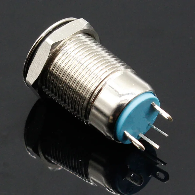 1PC 12MM with LED 12V 24V 220V Metal Button Switch locking push button Self locking waterproof illuminated