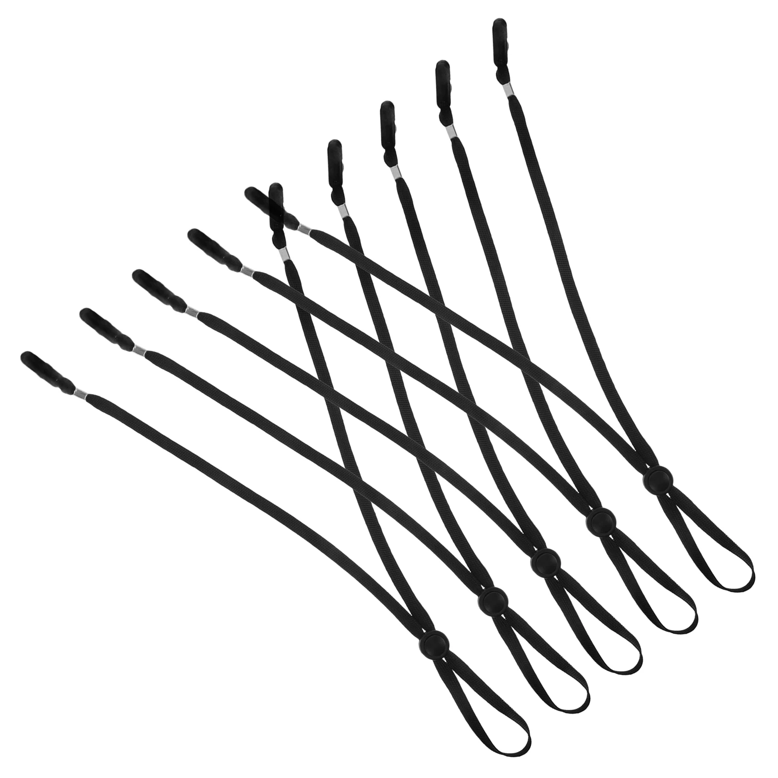 

5pcs Windproof Hat Clips Adjustable Chin Cord Elastic Straps Black Polyester Travel Army Lanyard Neck Cap Accessories Anti-lost