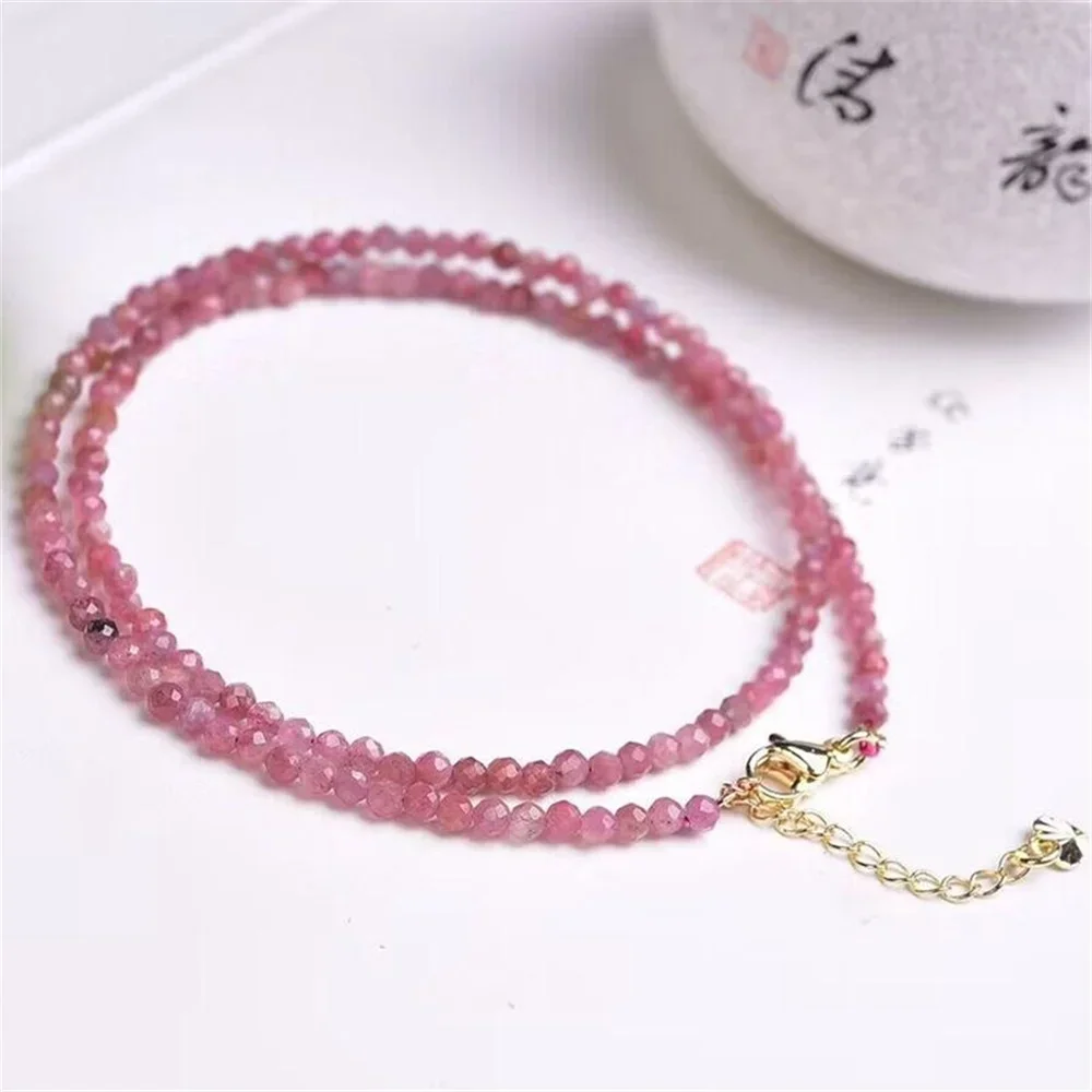 

Natural Stone 3mm Faceted Tourmaline Stone Jasper Bead Necklace Women in Choker Necklaces Noble Leisure Evening Party Jewelry