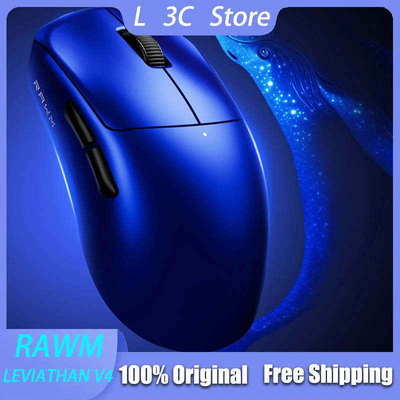 

Беспроводная игровая мышь RAWM LEVIATHAN V4, двойная легкая мышь 8K, 55 г, быстрая реакция PAW3950 Nordic nRF54L15, оригинальные офисные мыши