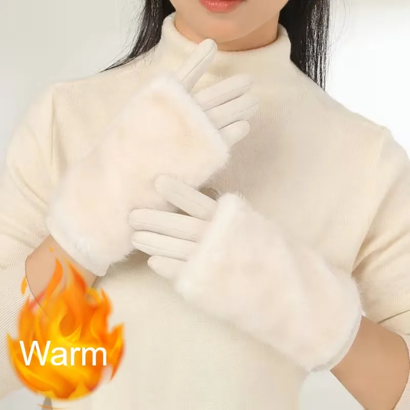 2026 Damen-Winter-Fleece-gefütterte Touchscreen-Handschuhe, winddicht, warm, langlebig, für den Außenbereich, Pendeln, eleganter Handschutz für kaltes Wetter