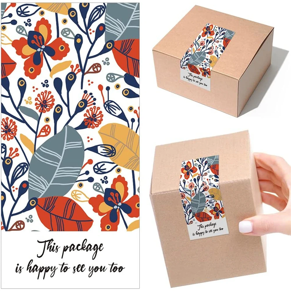 50Pcs Gift Sealing Label Sticker Fashion Small Floral Pattern This Package Nice To Meet You Too Sticker Decoration Seal Label