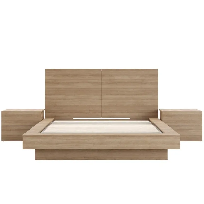 

Oak Colored Wooden Bedroom Furniture Bedroom, Set Bedside Chest of Drawers