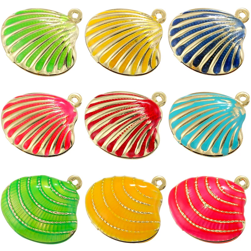 ZHUKOU Copper Glaze Dripping Bubble Shell Pendant Beach Ocean Style Handmade Jewelry Accessories:
