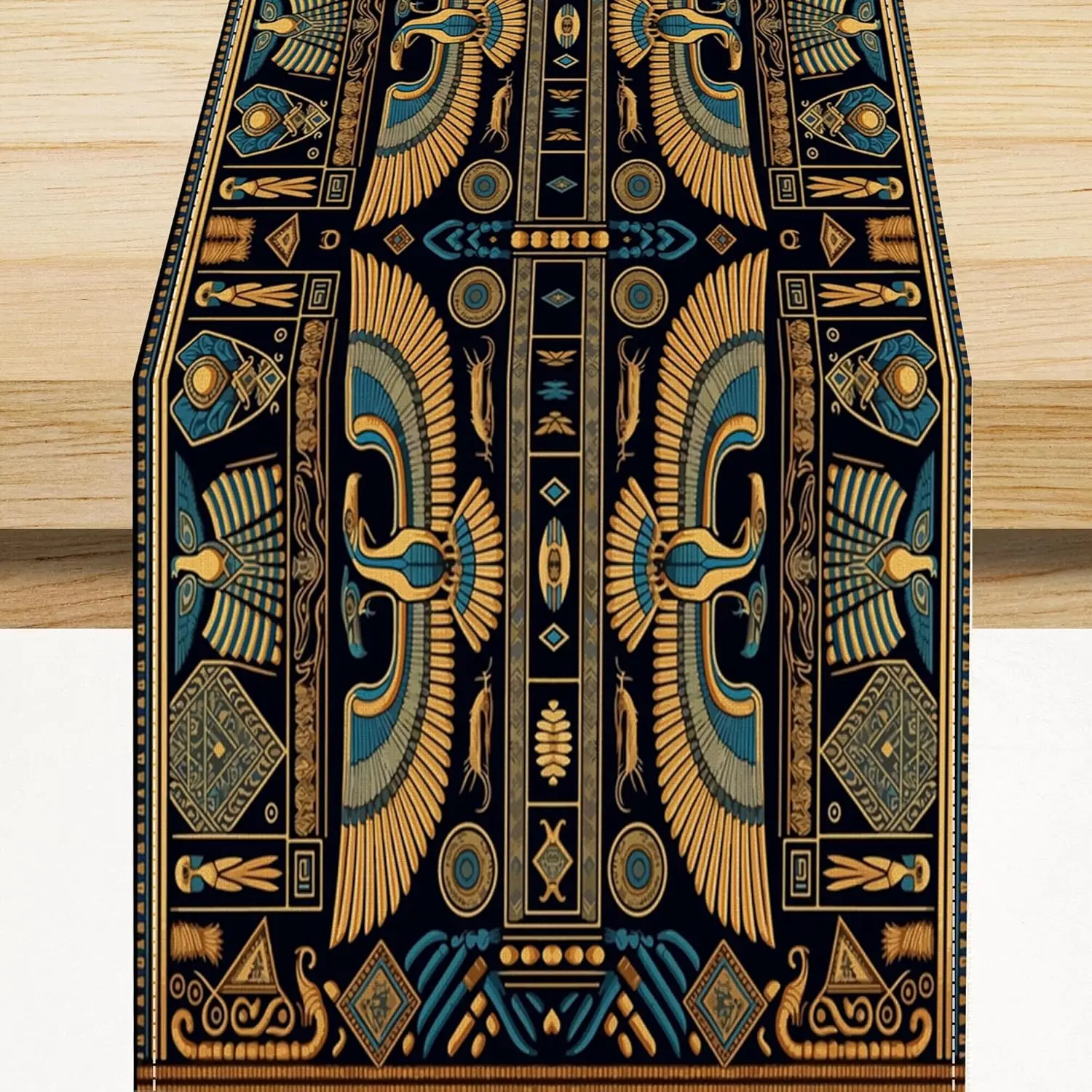 Ancient Egyptian Pictographic Linen Table Runner Home Table Decor Reusable Kitchen Dining Table Runner Holiday Party Decor