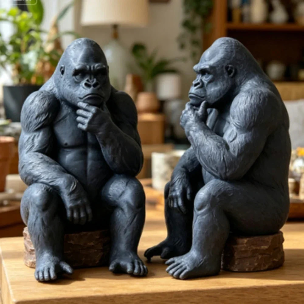 3D-gedrucktes Denkendes Gorilla-Ornament, Meditierender Sitzender Affe als Dekoration, Geschenk für Bücherregal und Schreibtisch im Büro – Detail 2