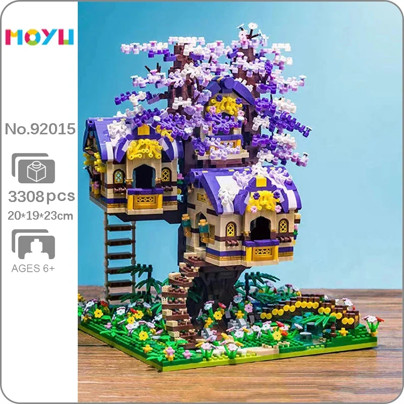 

Moyu 92015 World Architecture Elf Tree House Forest Cabin Bridge Garden Flower 3D Mini Diamond Blocks Bricks Building Toy No Box