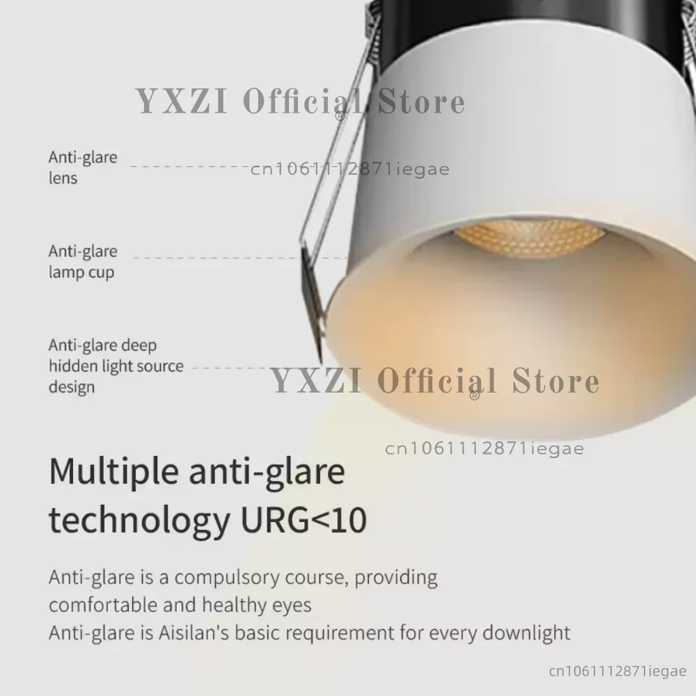 مصباح سقف صغير راحة led cob النازل منحني المضادة للوهج عكس الضوء AC110V 220 فولت متجر المنزل أضواء الألومنيوم الداخلية