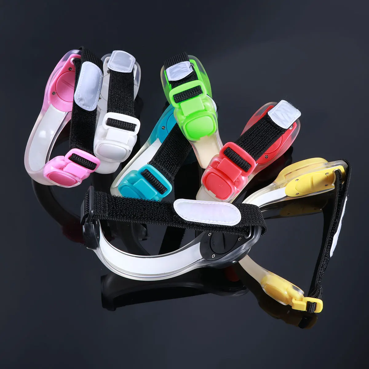 

7Pcs LED Running Light Silicone Adjustable Armband for Night Visibility High Reflective Safety Strap for Jogging Cycling Hiking