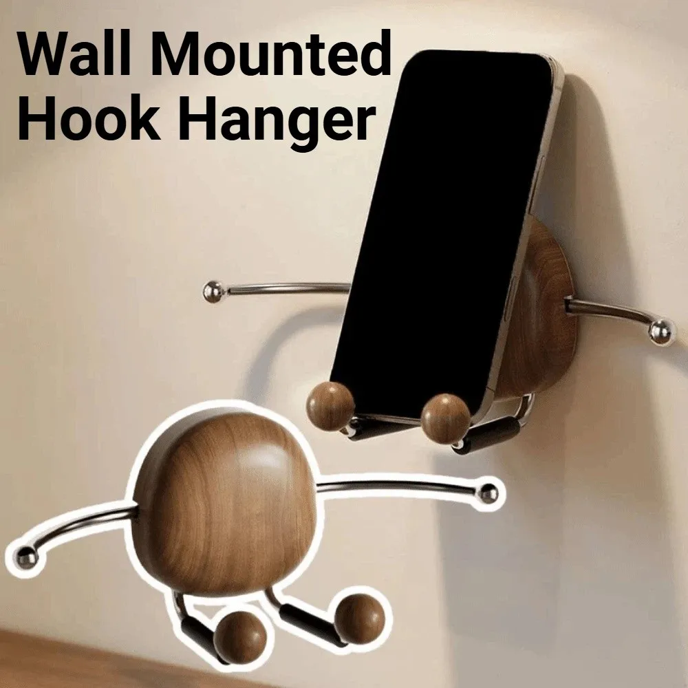

Stainless Steel Wall Mounted Organizer with 4 Hooks Rustproof Rustic Wall Mounted Hanger Decorative Removable Retro Phone Holder