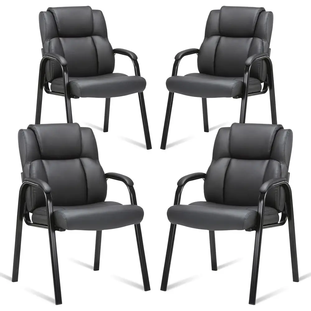 

Leather Gt Chair, Retion Conerence Table Chair with Padded Armrests, Stationary Armchair or Meeting Waiting Room Lobby School, 3