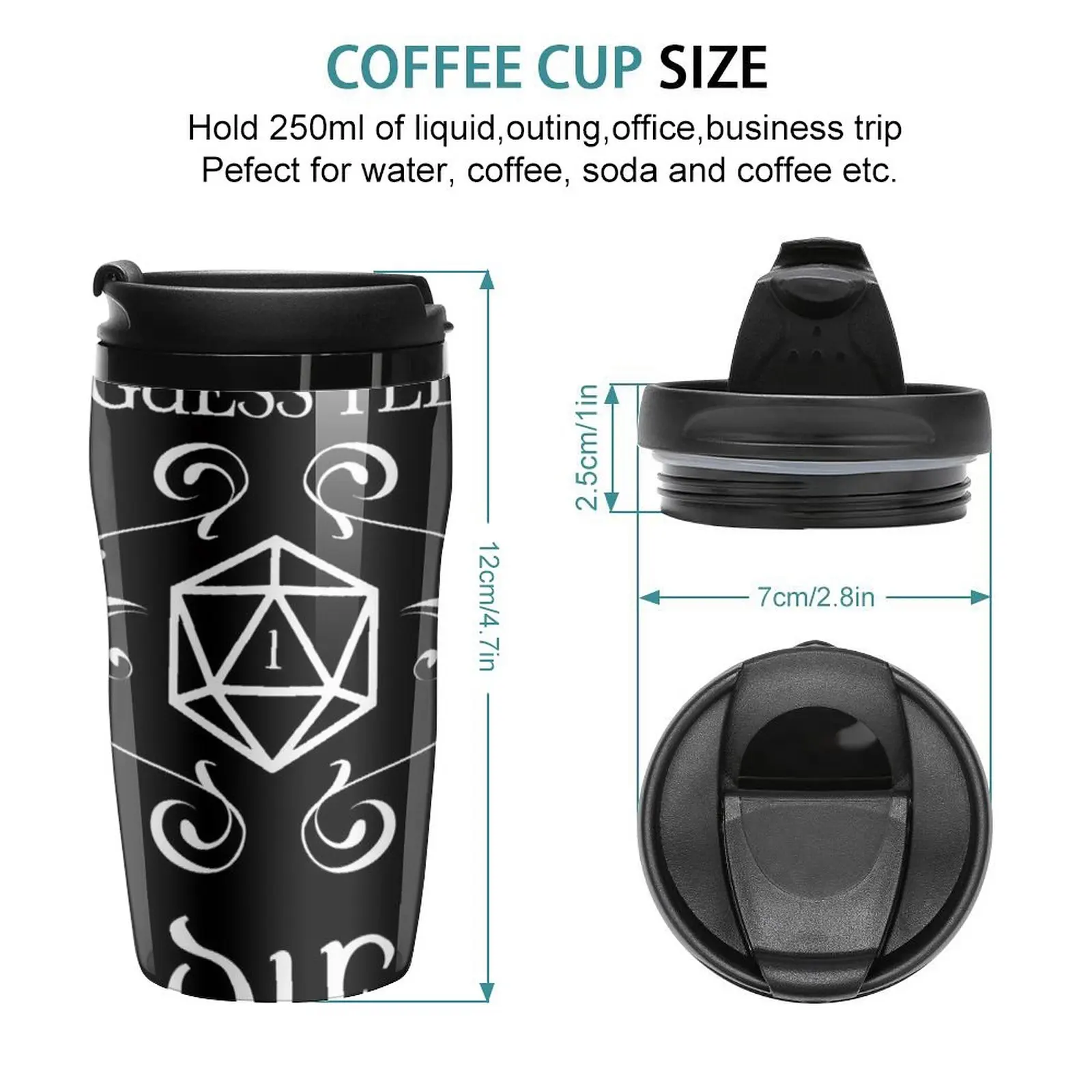 New Guess I'll Die D20 Dice Tabletop RPG Addict Travel Coffee Mug Butterfly Cup Glasses For Coffee Espresso Coffee Cup