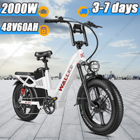 WALLKE H7 AWD Electric Bicycle 2000W Brushless Motor 48V 60Ah Lithium Battery E Bike 20*4.0 Inch Fat Tire Off-Road Electric Bike