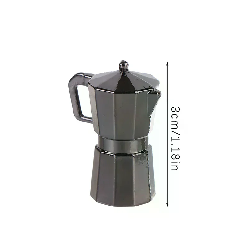 Prachtige 1:12 poppenhuis miniatuur Moka pot met koffiepot, metalen waterkoker en beker lade poppenhuis keukenaccessoires